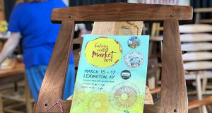 Kentucky Crafted Market: pamphlet on a wooden music stand