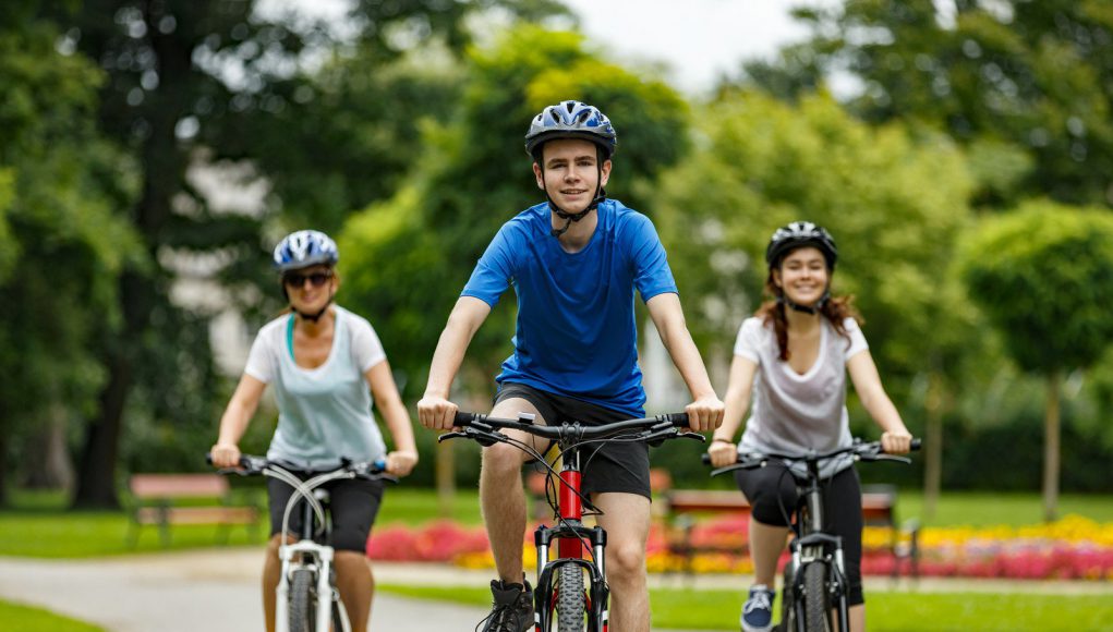 Bike: three kids riding bikes