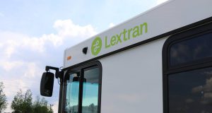 Air Quality: a white bus that says lextran in green