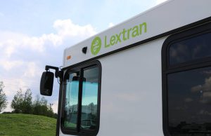 Air Quality: a white bus that says lextran in green