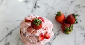 strawberry ice cream with strawberries