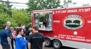 Neighborhood: food truck with people around it