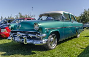 Lexington Senior: Canning, Nova Scotia, Canada - September 23, 2018: 1954 Ford Customline on display by owner in early autumn at local antique car show. Car show held on the grounds of The Lookoff Campround in the Annapolis Valley area of Canning, Nova Scotia.