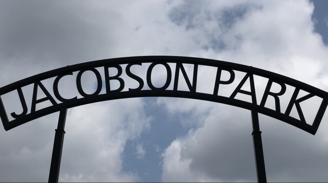 iron sign that says Jacobson Park