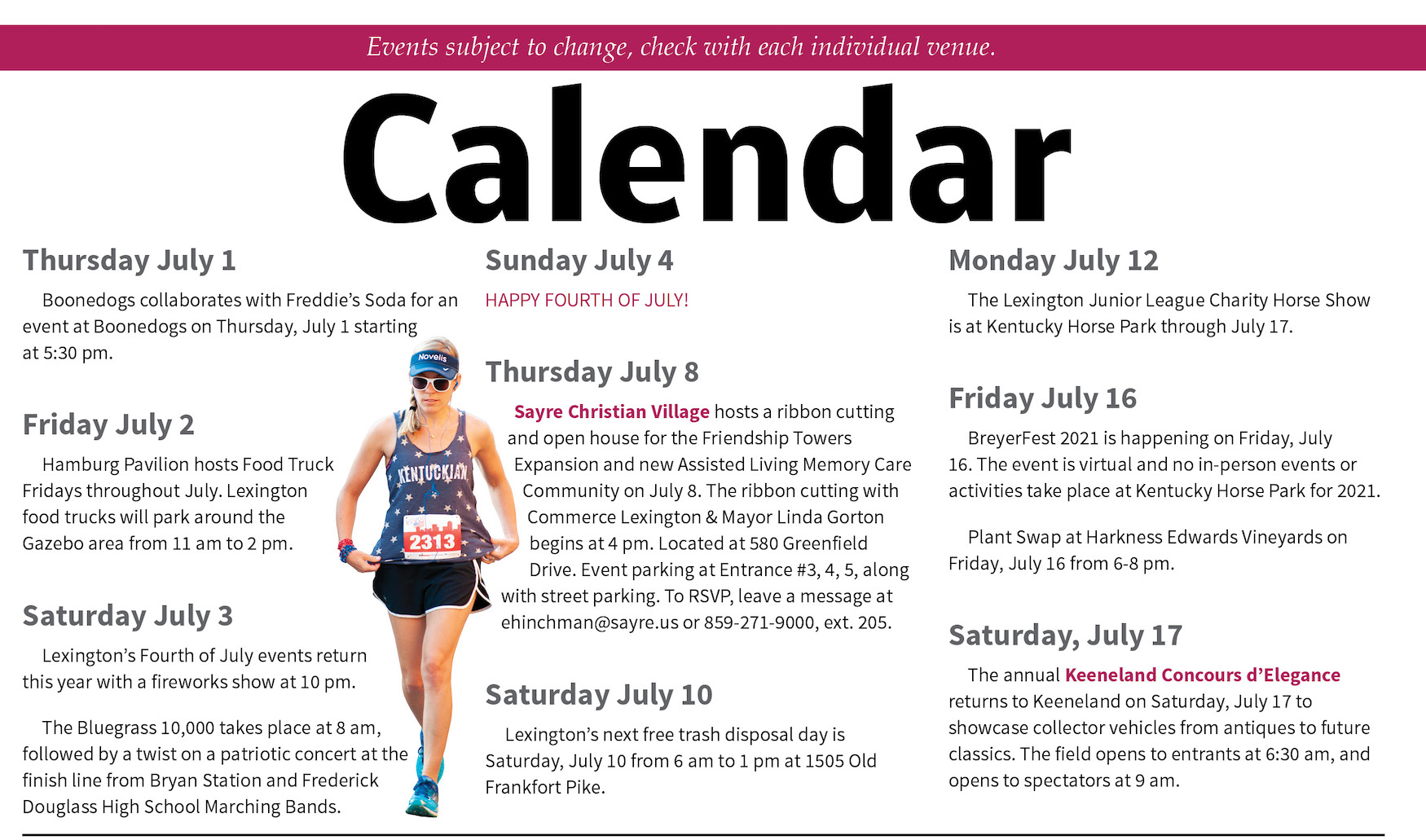 July 2021 Events Calendar